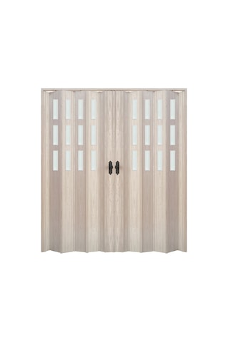 Faran Dekorasyon 170 x 215 Akçaağaç Renk Camlı Çift Açılım Pvc Akordiyon Kapı - FRNAKMODEL-0-151