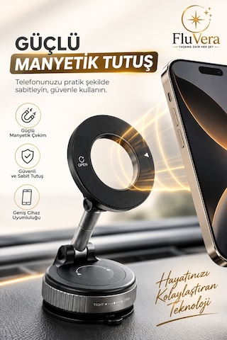 Manyetik Telefon Tutucu 360 Döner Başlık 180 Ayarlanabilir Katlanabilir Masaüstü Telefon Standı Siyah