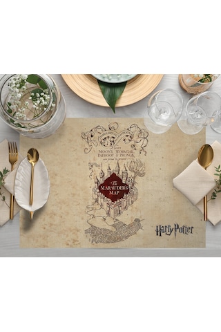 Adawall Home Hp Marauders Map Kumaş Amerikan Servis 4'lü Set Bej