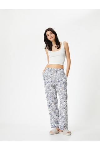 Koton Çiçekli Pijama Altı Beli Lastikli Lacivert Desenli 4slk50031mw Lacivert