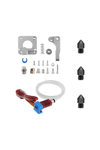 Fortunelane 24v Cr10 Metal Extruder, Uzay Gri, 1m İthal Ptef Boru + 3 Çelik Mk8 Nozzle - Ender 3/5/pro, Cr 20/pro Uyumlu
