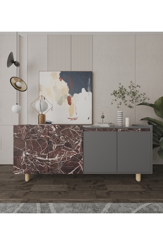 Ravenna Modern Konsol 180 Cm Mermer Desen - Antrasit Bordo -antrasit