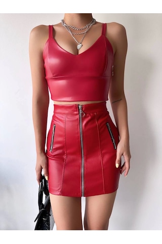 Kazax Üç Fermuarlı Deri Etek Bordo S24510 Bordo Kazax Üç Fermuarlı Deri Etek Bordo S24510 Bordo