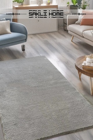 Gri Post Peluş Yumuşak Yıkanabilir Kaymaz Dot Taban Salon Koridor Çocuk Halısı Gri