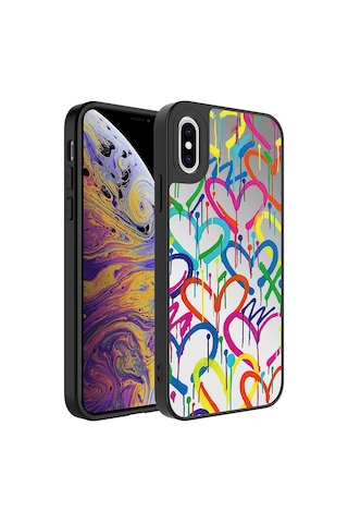 Apple Uyumlu iPhone Xs 5.8 Kılıf Aynalı Desenli Kamera Korumalı Parlak Zore Mirror Kapak