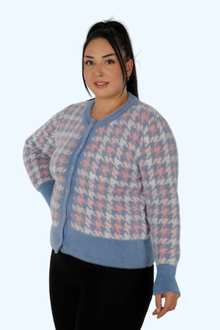 Kazee Kazayağı Desenli Angora Hırka Mavi - 673016096 Mavi
