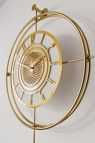 (GOLD-Büyük Boy) - Gold beyaz 7-24 h Lavinya - Kırılmaz Kadranlı (mobilya) Metal Duvar Saati