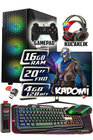 Warbox Kadomi i5-6500 16 GB 256 GB SSD 250 GB HDD 4 GB R7240 20" W10P Masaüstü Oyuncu Bilgisayarı