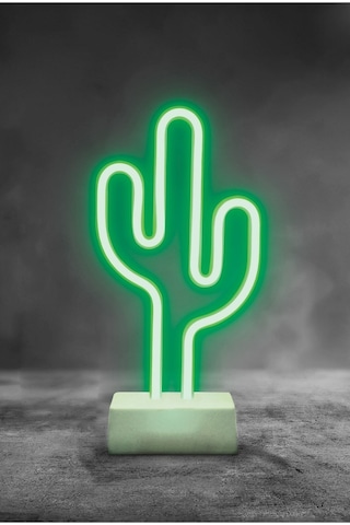 Dekoratif Neon Kaktüs Gece Aydınlatması Yeşil