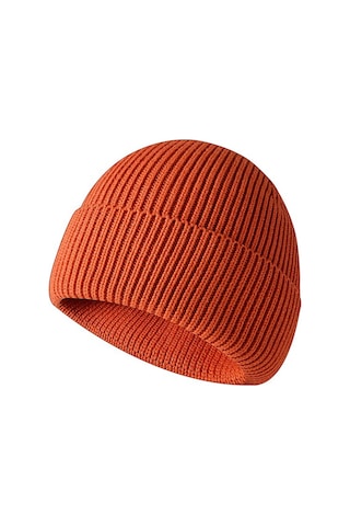 Erkekler İçin Manşetli Sıcak Örme Dış Mekan Şapkası, Kışlık Sıcak Örme Şapka Turuncu