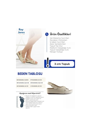Roy Jones 1817 Ortopedik Cırtlı Topuklu Plaj Kadın Sandalet 167800000339 14 Bej Bej