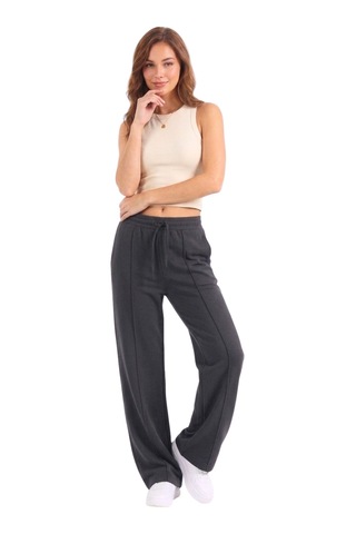 Thıff Gymwear Kadın Modal Kumaş Önü Çimalı Bağcıklı Eşofman Altı Antrasit