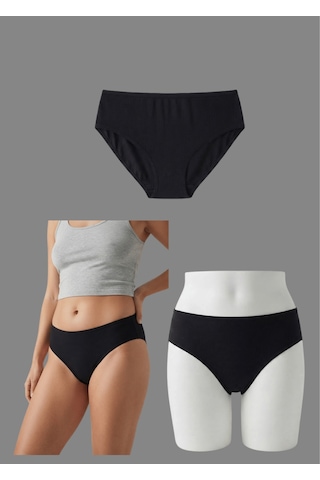 Nacar Store Kadın 3'lü Siyah-beyaz-gri Pamuklu Bikini Külot Seti