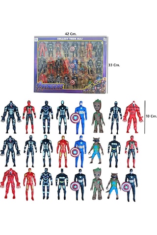 Avengers 24'lü Süper Kahramanlar Seti Taş Adam Thanos Örümcek Adam Hulk Kara Panter Venom Batman Demir Adam 12 Cm. Avengers Karakterleri