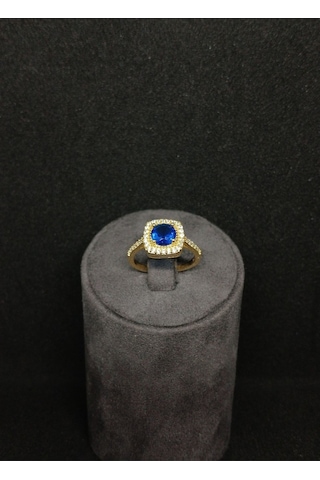 Safir Taşlı Gümüş Yüzük - 925 Ayar Baget Model Zarif Tasarım" Gümüş