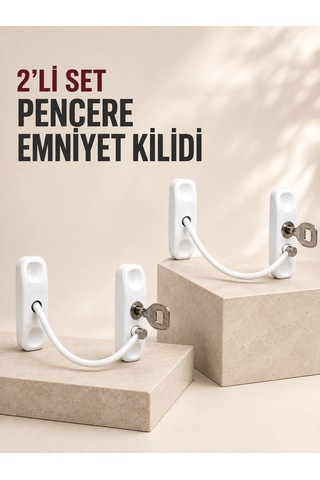 2 Li Set Pencere Güvenlik Kilidi Anahtarlı Kablolu Çocuk Emniyet Kilidi Beyaz Belirtilmemiş