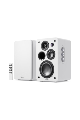 D100x Aktif Kitaplık Hoparlörleri 2.0 Stereo Sistem Bluetooth 5.3, Usb Oynatma Aux, Hdmı Arc, Optik, Fono Masa