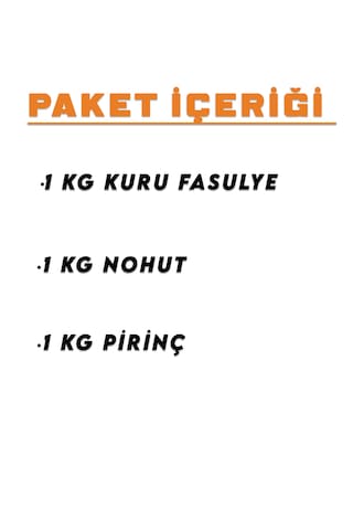 İpek Değirmen Kuru Fasulye Pirinç Nohut Yerli Hızlı Pişen Pilavlık Yemeklik 3 x 1 KG