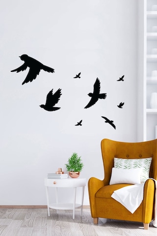 Duvar Süsü Ahşap Dekoratif Kuşlar 8 Adet - Kuş Duvar Dekoru - Ev Dekorasyon