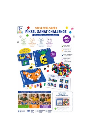 Stem Piksel Kodlama Seti 402 Parça Eğitici Zeka Oyunu Mozaik Puzzle Algoritma Geliştirici Oyuncak 5+