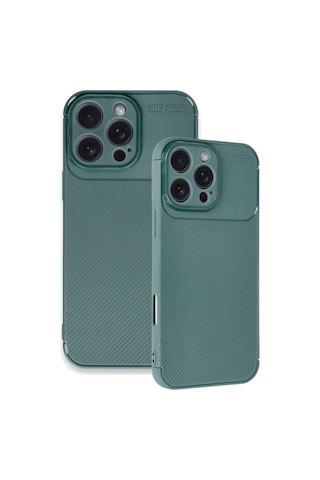 Apple Uyumlu iPhone 16 Pro Max Kılıf Auto Focus Karbon Kapak Koyu Yeşil
