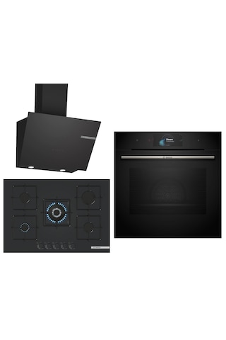 Bosch Black Deluxe HSG7584B1 Buharlı 4D Hot Air 3D Fry - PNQ7B6P31O 75 CM Wok Bek - DWK66PJ60T 3 Lü Ankastre Set 613