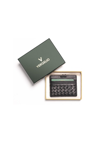 Black Cüzdan & Kartlık Erkek 845 Vergelio Knitting Wallet Card Holder Siyah