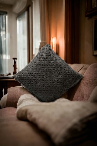 Bohem Dekoratif Yastık Kılıfı Kırlent Kılıfı 43x43 Cm Antrasit Otantik Gri