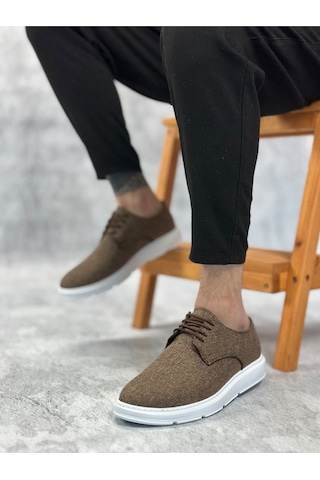 DMR Elegance Ba0003 Bağcıklı Klasik Spor Keten Kahverengi Beyaz Taban Casual Erkek Ayakkabı Rekli