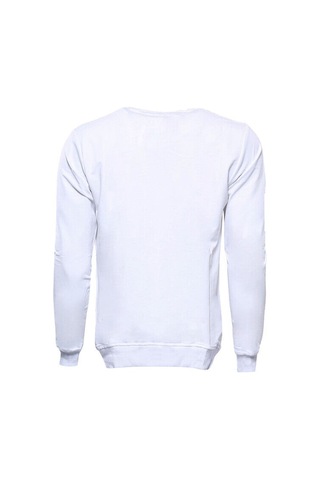 Baskılı Beyaz Bisiklet Yaka Sweatshirt - Wessi Siyah