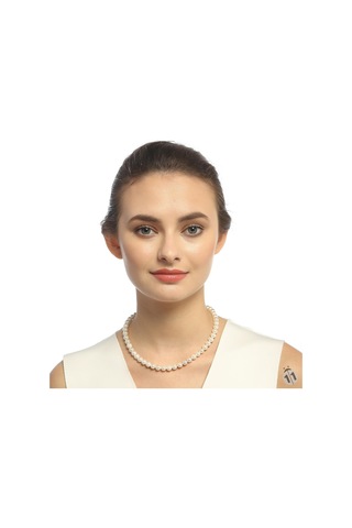 Aşina Gümüş 8 Mm. Mayorka Inci Kolye 925 Ayar Gümüş Sevgiliye Hed