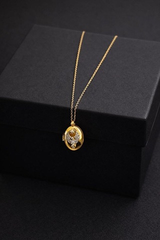 Çellik Kapaklı Alya Anka Gold Zirkon Kolye