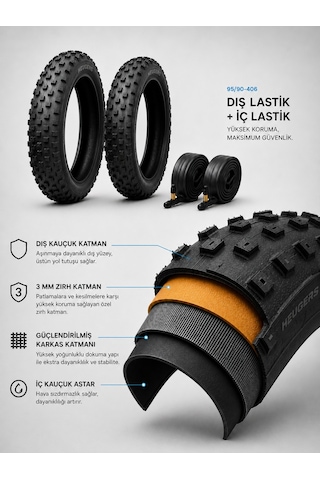 Heugers Chaoyang 20x4.0 3mm Zırhlı Dış Ve İç Lastik Ön - Arka Seti 4 Parça