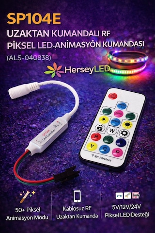 Sp104e Uzaktan Kumandalı 5-12-24 Volt Rf Piksel Led Animasyon Kumandası Als-040838