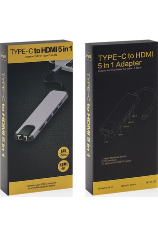 Reedark Gri Usb-c 5-in-1 Hub: Hdmı 3.0, Gigabit Ethernet Ve Usb Çevirici - Dizüstü Bilgisayar Genişletici