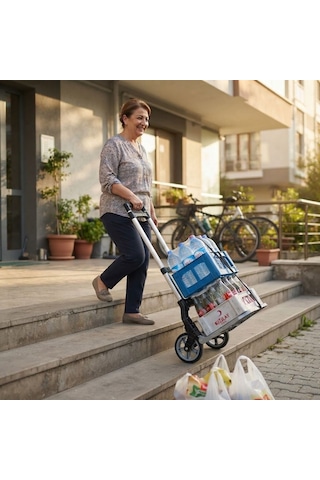 Buffer Katlanabilir Yük Taşıma Arabası, 2 Tekerlekli 75 Kg Kapasiteli Portatif Eşya Ve Koli Taşıma Arabası