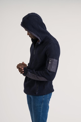 Regular Fit Kapşonlu Yan Fermuarlı Cepli Peluş Sweatshirt Lacivert