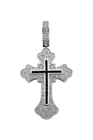 Gücü İnanç Trinity Çapraz Kolye Kolye 14 K Altın Kaplama Buzlu Tam Mikro Pave Cz Taşlar Hip Hop Unisex Takı Hediyeler Altın - Gümüş