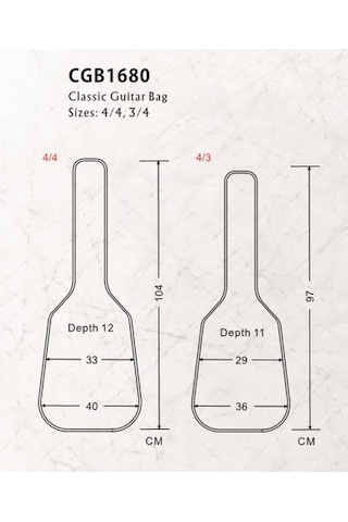 Valencıa Cgb1680 Klasik Gitar Kılıfı. Scale 4/4. Siyah+ Renk. 60