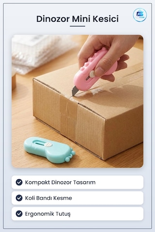 Dinozor Tasarımlı Mini Makas Ve Falçata Seti Pratik Kargo Paket A