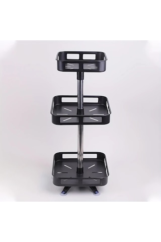 Honeybeeshop Wongırl Kare Üç Katmanlı 360 Derece Dönebilen Paslanmaz Çelik Mutfak Organizatörü Baharat Rafı 1100 Koyu Ceviz