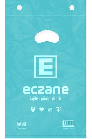 Bloklu Elgeçme Turkuaz Eczane Poşeti 17 x 26 CM - 800 Adet