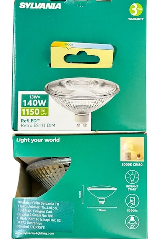 Sylvania 13w 140w 3000k Sarı Işık Gu10 Duylu Dim Edilebilir Led Spot Ampul 10 Adet