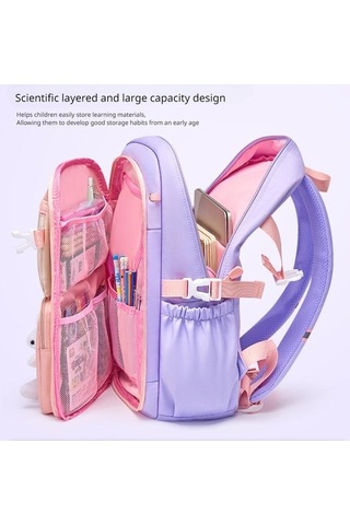 Ebitda Pembe 2023 İlköğretim Kız Çantası Omurga Korumalı Hafif Sırt Çanta, Buzdolabı Açık Kitap Çantası Küçük Boy Pembe
