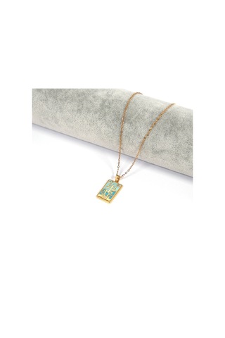 Çelik Kolye Terazi Burcu Renkli Tarot Model - K-139 Altın