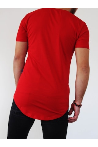 Boldy Erkek Long Fit Tişört Long Tişört Long Kesim Tişört-Kırmızı