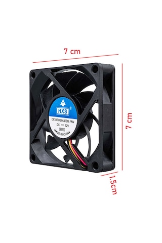 7cm 12v 3 Pinli Kasa Fanı 7cm X 7cm X 1.5cm 2 Pimli Dc 12volt Fan