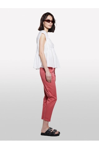 Sisley %100 Pamuk Büzgülü Kolsuz V Yaka Bluz Kadın Beyaz Bluz - 325p5ho1lq08x Krem