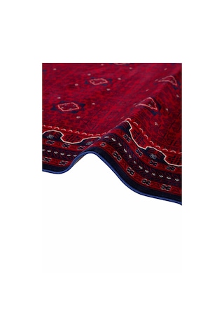 Elvey Home Afgan Vintage Kaymaz Taban Gerçek Kadife Bambu Sık Dokuma Otantik Dekoratif Zamansız Tasarım Halı Red/bordo