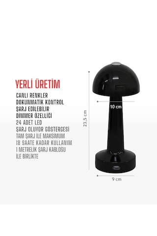 Zenlight Mantar Masa Lambası Siyah